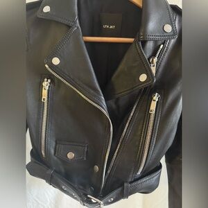 LTH JKT Mya cropped Black real Leather Moto Biker Jacket size XS